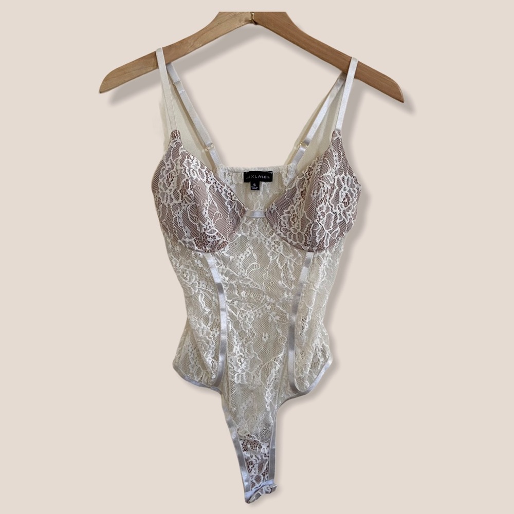 J Lux Label White Lace Bodysuit